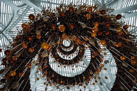 The decorated Christmas tree at a shopping mall. Toronto, Canada.