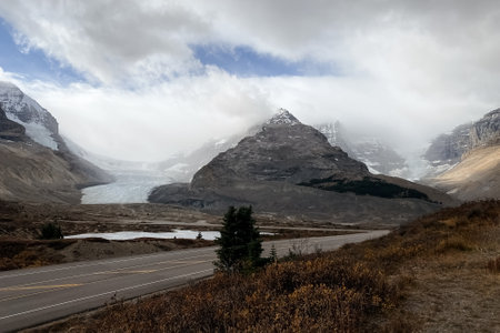 Columbia Icefield Area and the Athabasca Glacier. Jasper National Park, Canada.の写真素材