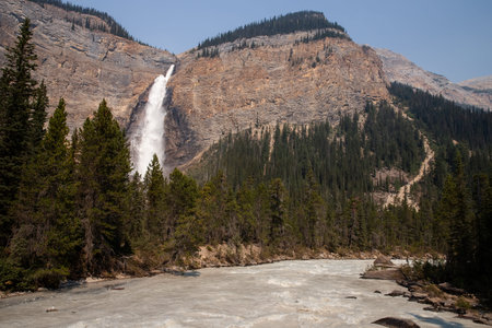 Takakkaw Falls in Yoho National Park near Field, British Columbia, in Canada.の写真素材