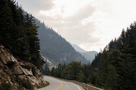 A road in the Canadian Rockies in the summertime. British Columbia, Canada.の写真素材