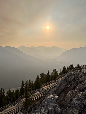 Sunset in the mountains of Banff National Park, Alberta, Canada.の写真素材
