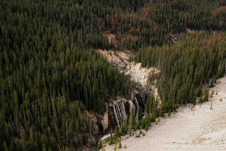 Scenic view of mountains and brooks in Jasper National Park, Alberta, Canada.の写真素材