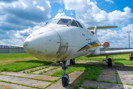 Kyiv, Ukraine - June 12, 2021: Passenger old plane Yak-40のeditorial素材