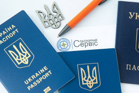 Passport service Document. Ukrainian center for issuing documents. Ukraine, Kyiv - January 26, 2024のeditorial素材