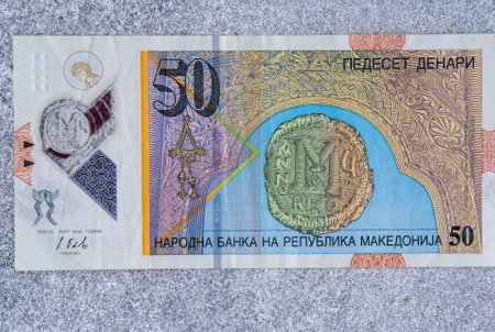 50 denari Republic of Macedonia. National currency front view.の写真素材