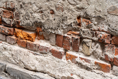 Old brick wall. Terracotta color backgroundの写真素材