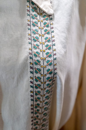 Embroidery Ukraine ornament Vyshyvanka shirt. Ukrainian cross stitch.
