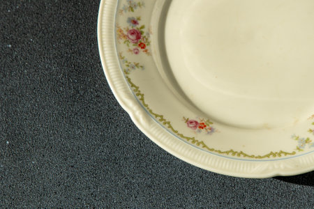 Old plate top view.の写真素材