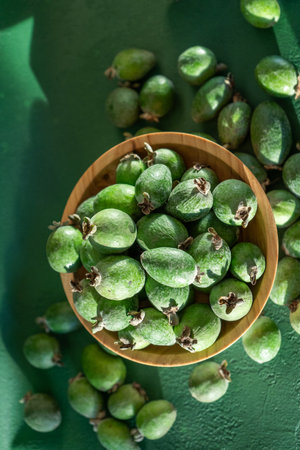 Feijoa green fruit.の写真素材