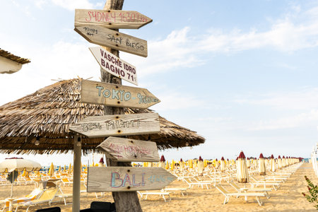 Directional sign on the beach.の写真素材