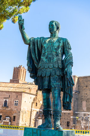 Gaius Julius Caesar Italian statue in Rome. Italy emperor monumentの写真素材