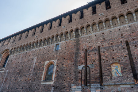 Sforza Castle in Milan. Ancient Italian architecture.