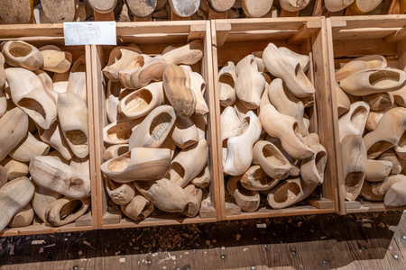 Netherlands Clomps wooden shoes. Clogs slippers souvenir in Dutch. Holland gift traditional footwear