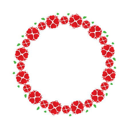Wreath of red flowers like hearts, vector illustrationのイラスト素材