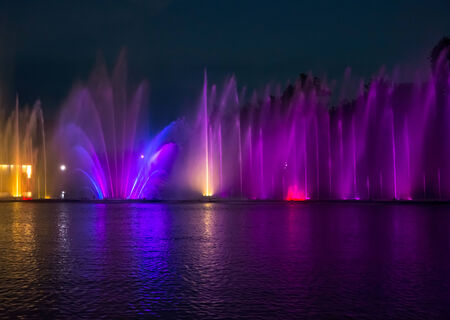Singing fountains  Glowing colored fountains and laser show, Ukraine, Vinnytsia の写真素材