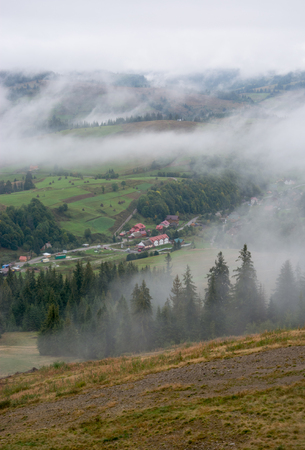 Chalets in the mountains. Mountain landscapeの写真素材