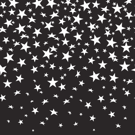 Cut out stars on a black seamless background. Vector illustration with a clipping mask.のイラスト素材