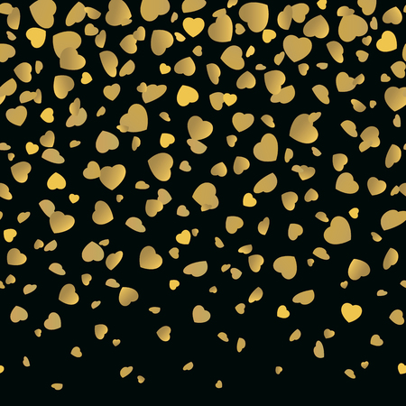 Golden hearts on a black seamless background. Vector illustration with a clipping mask.のイラスト素材