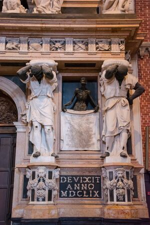 Editorial. June, 2019. Venice, Italy. Fragment of the Monument dedicated to the Doge Giovanni Pesaro in the interior of the Basilica di Santa Maria Gloriosa dei Frari at the heart of the San Polo districtのeditorial素材