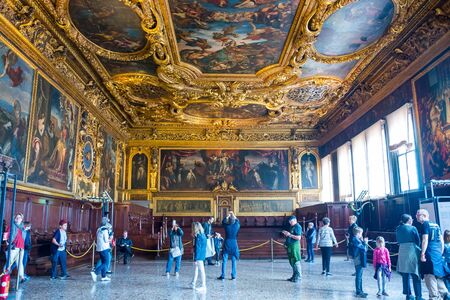 Editorial. May, 2019. Venice, Italy. Interior of the Senate Hall of the Doge's Palace in Veniceのeditorial素材