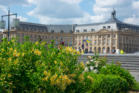 Editorial. May, 2022. Bordeaux in France..The Water Mirror (Miroir d'eau) in Bordeauxのeditorial素材