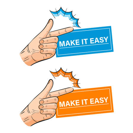 Hand snapping fingers icon set. Make it easy business concept. Snap clicking gesture. Attracting attention symbol, quick and simple action. Colored cartoon style vector design on white background.のイラスト素材