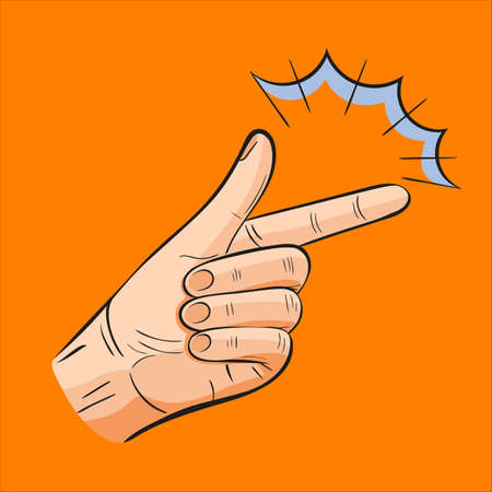 Finger snapping gesture icon. Hand snap fingers like easy concept. Arm make magic click. Modern flat cartoon style drawing. Creative sign for print design and web. Vector illustrationのイラスト素材