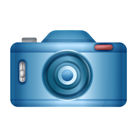 Blue photo camera sign. Photography picture or video creation studio. Professional photographer....