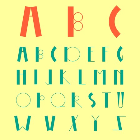 Minimal geometric style font can be used for invitations, card, posters, logo, banners and other design. Latin alphabet letters on a white background. Hipster font, typeface, typography, typewriter.のイラスト素材