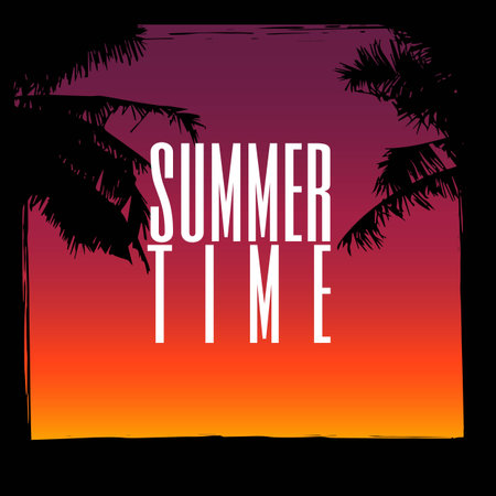 Summer background with grunge element and palm trees. The concept of banners and frames. .vector...