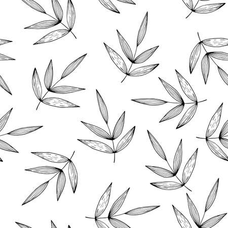 Floral seamless pattern with branches on whiteのイラスト素材