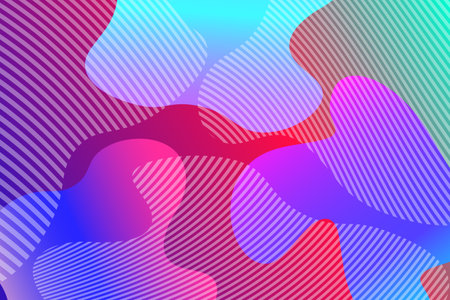 Abstract background with colorful fluid shapes, gradient waves, geometric lines, dynamical forms. Design for poster, banner, card. Abstract liquid illustration. 3D paper images with a subtle blend.のイラスト素材