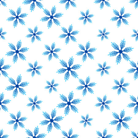 Winter seamless pattern with colorful gradient snowflakes on white background. Vector illustration for fabric, textile wallpaper, posters, gift wrapping paper. Christmas vector illustration.のイラスト素材