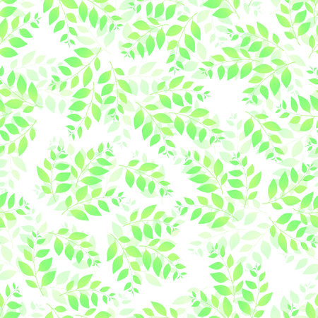 Spring seamless pattern with green sprigs. Vector stock illustration for fabric, textile, wallpaper, posters, paper. Fashion print. Branch with leaves. Doodle style.のイラスト素材