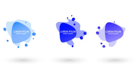 Fluid frame isolated on white background. Set of abstract liquid shapes, colorful elements, gradient waves with geometric lines, dynamical forms. Vector flat design for banners, flyers, business card.のイラスト素材