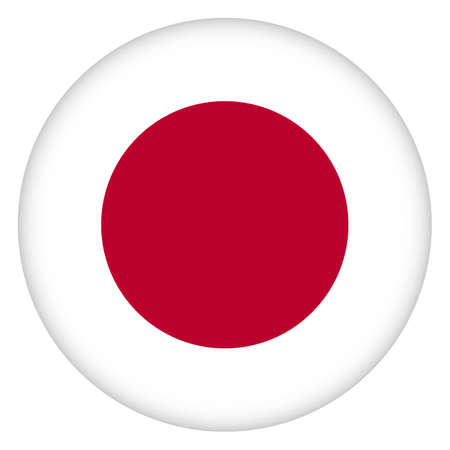 Flag of Japan round icon, badge or button. Japanese national symbol. Template design, vector illustration.のイラスト素材