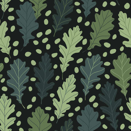 Floral seamless pattern with colorful exotic leaves on dark background. Tropic green branches. Fashion vector stock illustration for wallpaper, posters, card, fabric, textile.のイラスト素材
