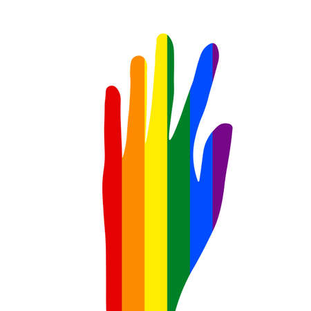 Pattern with LGBT icon. Flag LGBT, hand. Template design, vector illustration. Love wins. Logo rainbow symbols. Gay pride collection. Colorful Banner.のイラスト素材