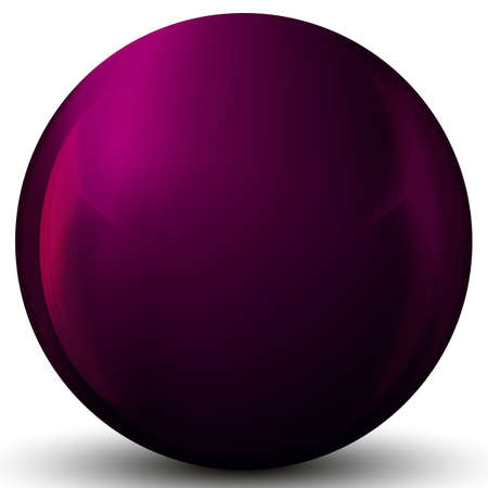 Glass purple ball or precious pearl. Glossy realistic ball, 3D abstract vector illustration highlighted on a white background. Big metal bubble with shadow.のイラスト素材