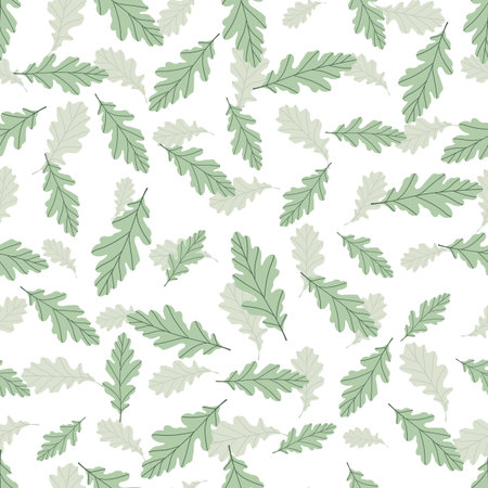 Floral seamless pattern with colorful exotic leaves on white background. Tropic green oak branches. Fashion vector stock illustration for wallpaper, posters, card, fabric, textile.のイラスト素材