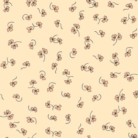 Trendy seamless floral pattern with ornament. Colorful flowers on light background. Simple minimalistic pattern with nature elements. Vector illustration for fabric, textile, poster, invitation.のイラスト素材