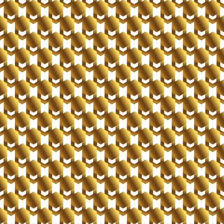 Golden background with honeycomb shapes. Seamless pattern with glitter effect. Template texture for invitation, poster, card, banner, announcements and others. Vector illustration.のイラスト素材