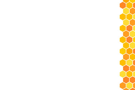 Golden background with honeycomb shapes. Vector illustration. Pattern with glitter effect. Template texture for invitation, poster, card, banner, announcements and others. Doodle style.のイラスト素材