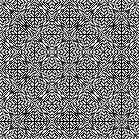 Abstract geometric swirl hypnotize seamless pattern with black ormament on white background. Template design for web page, textures, card, poster, fabric, textile.のイラスト素材