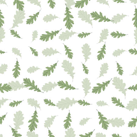 Floral seamless pattern with colorful exotic leaves on white background. Tropic green oak branches. Fashion vector stock illustration for wallpaper, posters, card, fabric, textileのイラスト素材