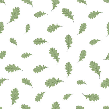 Floral seamless pattern with colorful exotic leaves on white background. Tropic green oak branches. Fashion vector stock illustration for wallpaper, posters, card, fabric, textile.のイラスト素材