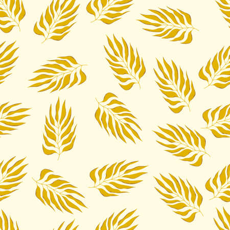 Floral seamless with hand drawn color leaves. Cute autumn background. Tropic brown branches. Modern floral compositions. Fashion vector stock illustration for wallpaper, posters, card, fabric, textileのイラスト素材