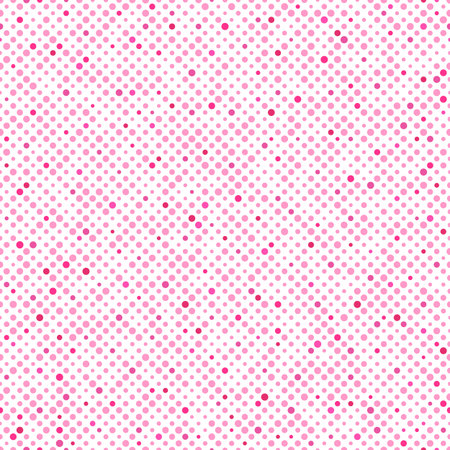 Abstract fashion polka dots background. White seamless pattern with pink textured circles. Template design for invitation, poster, card, flyer, banner, textile, fabric. Halftone card.のイラスト素材