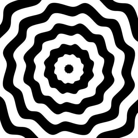 Swirl hypnotic black and white spiral. Monochrome abstract background. Vector flat geometric illustration.Template design for banner, website, template, leaflet, brochure, poster.のイラスト素材