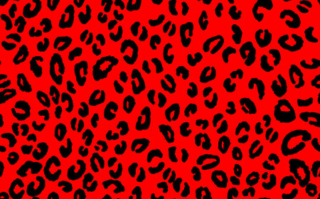 Abstract modern leopard seamless pattern. Animals trendy background. Red and black decorative vector stock illustration for print, card, postcard, fabric, textile. Modern ornament of stylized skin.のイラスト素材